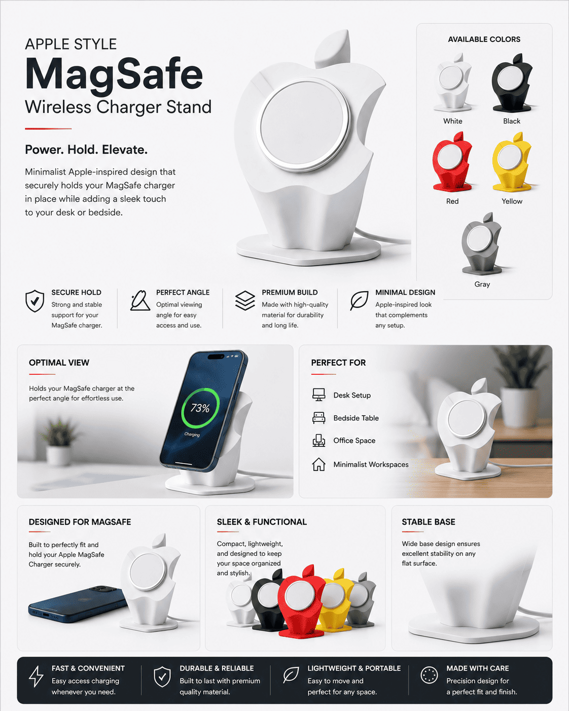 Apple Style MagSafe Wireless Charger Stand magsafe description