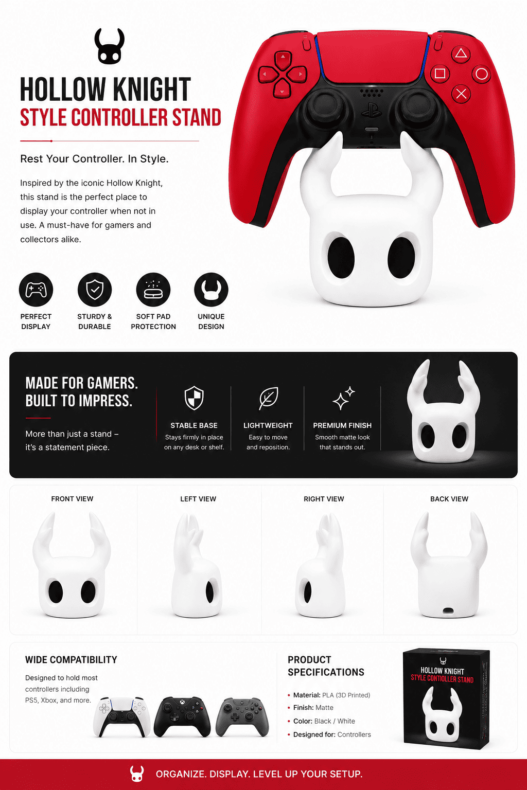 hollow knight style controller stand description